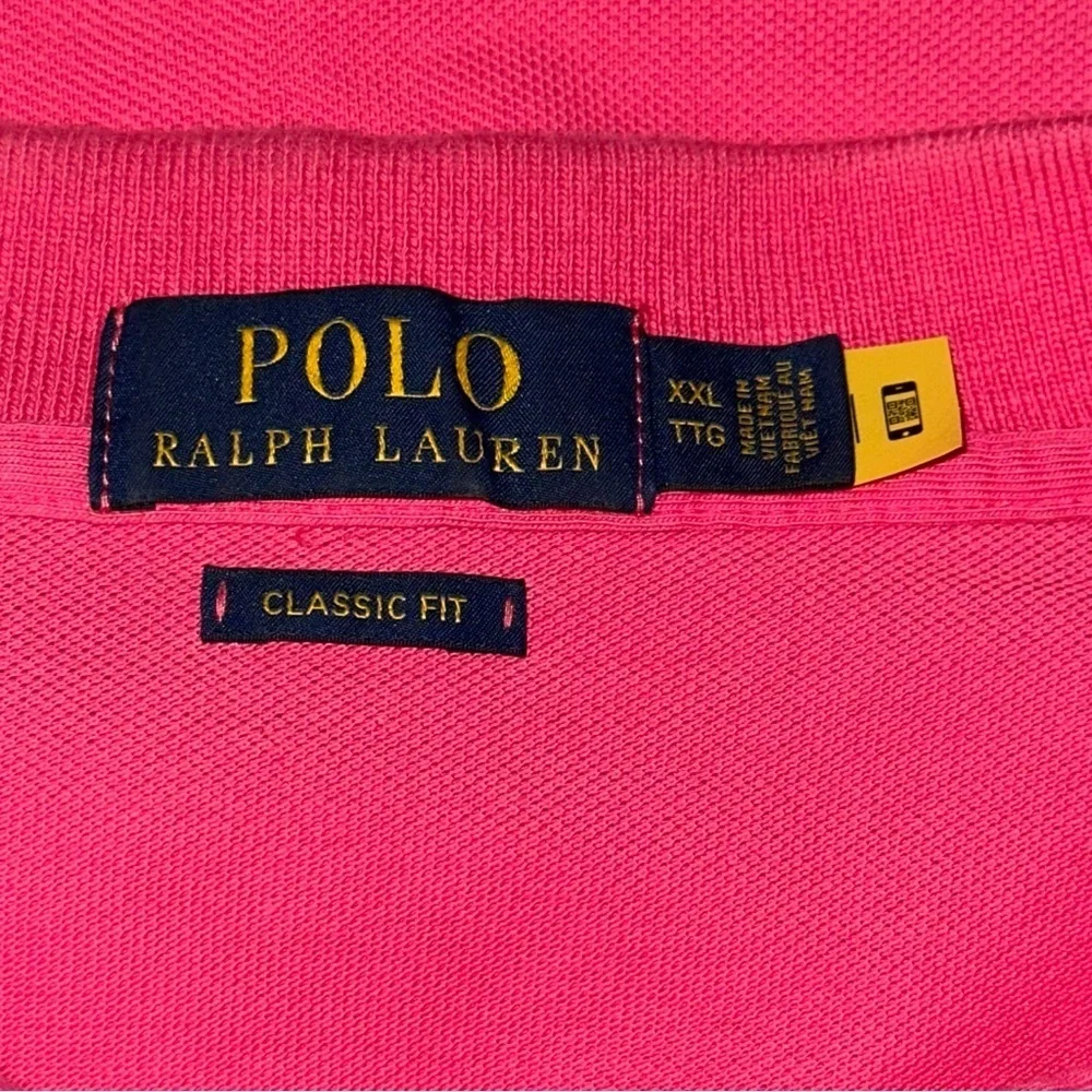 Polo Ralph Lauren Size XXL Red Striped Collar Arm Band Short Sleeve Polo Shirt